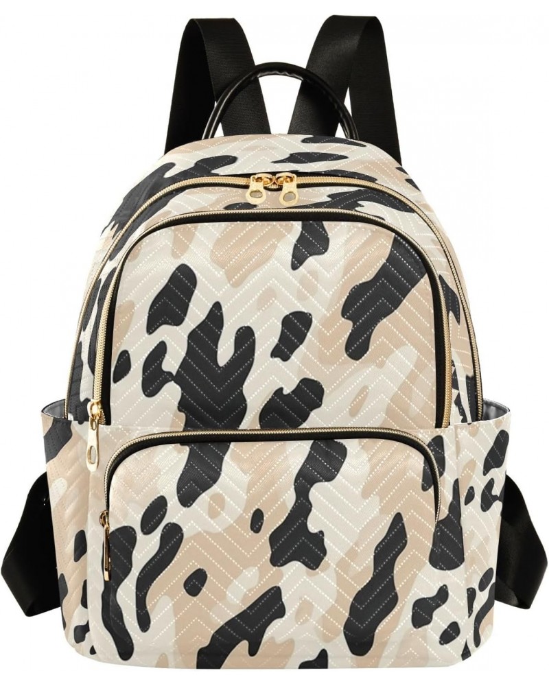 Cream Leopard Print Women Backpack Purse Travel Daypack Shoulder Bag $16.80 Backpacks