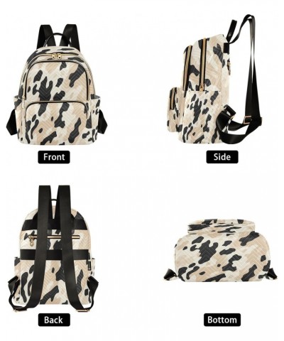 Cream Leopard Print Women Backpack Purse Travel Daypack Shoulder Bag $16.80 Backpacks