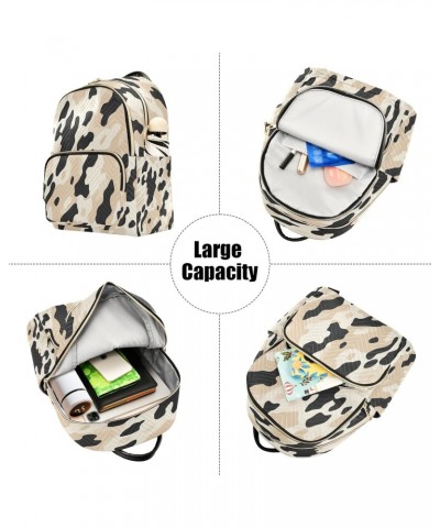 Cream Leopard Print Women Backpack Purse Travel Daypack Shoulder Bag $16.80 Backpacks