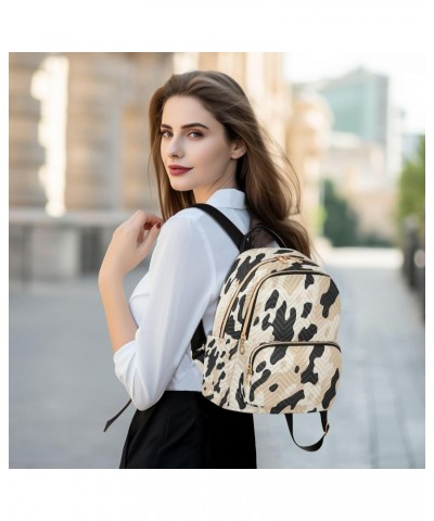 Cream Leopard Print Women Backpack Purse Travel Daypack Shoulder Bag $16.80 Backpacks