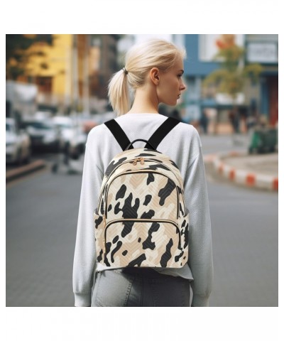 Cream Leopard Print Women Backpack Purse Travel Daypack Shoulder Bag $16.80 Backpacks