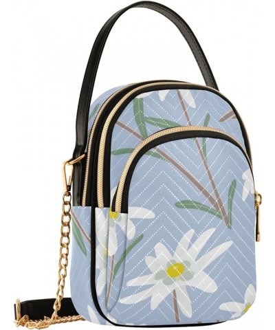 Women's Crossbody Bag, White Daisy Three Zipper Design Handbag Shoulder Bag Wallet Color361 $10.66 Crossbody Bags