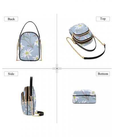 Women's Crossbody Bag, White Daisy Three Zipper Design Handbag Shoulder Bag Wallet Color361 $10.66 Crossbody Bags