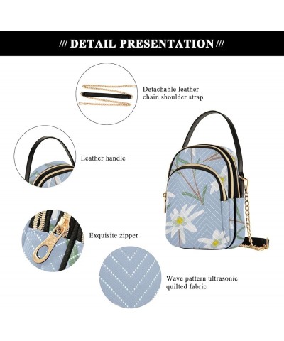 Women's Crossbody Bag, White Daisy Three Zipper Design Handbag Shoulder Bag Wallet Color361 $10.66 Crossbody Bags