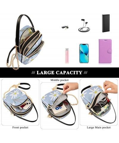 Women's Crossbody Bag, White Daisy Three Zipper Design Handbag Shoulder Bag Wallet Color361 $10.66 Crossbody Bags