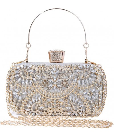 Women's Rhinestone Decorated Evening Bag, Tote Shoulder Crossbody Handbag with Chain Silver $12.60 Evening Bags