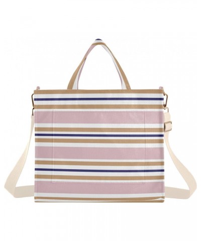 Modern Pink Stripes Corduroy Tote Bag for Women Hobo Crossbody Bag Purse Stylish Shoulder Handbag Messenger Bags, S $14.09 Totes