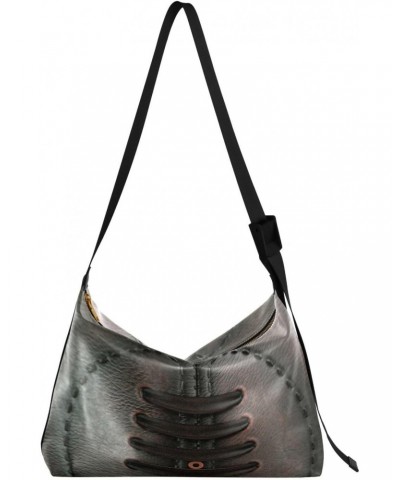 Classic Rugby Ball Lacing Hobo Crossbody Bags for Women Leather Large Shoulder Bag Cross Body Trendy Womens Tote Bags Handbag...