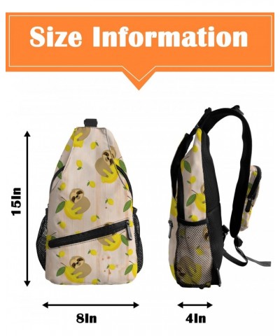 Sling Bag Crossbody Bag for Women Men Animal Cartoon Sloth Fruit Lemon Wood Texture Waterproof Hiking Backpack Lightweight Ch...