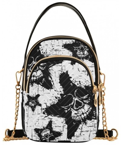 Black White Skulls Stars Crossbody Bags for Women Crossbody Purse Bag Shoulder Purse with Chain Strap for Carry on $15.59 Cro...