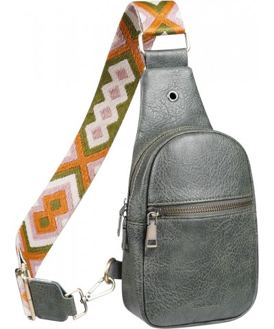 Sling Bag for Women PU Leather Sling Bag Small Crossbody Sling Backpack Fashion Chest Bag for Traveling Hiking 1-green $9.68 ...