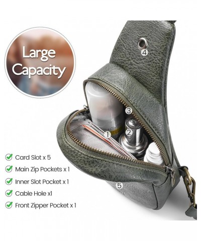 Sling Bag for Women PU Leather Sling Bag Small Crossbody Sling Backpack Fashion Chest Bag for Traveling Hiking 1-green $9.68 ...