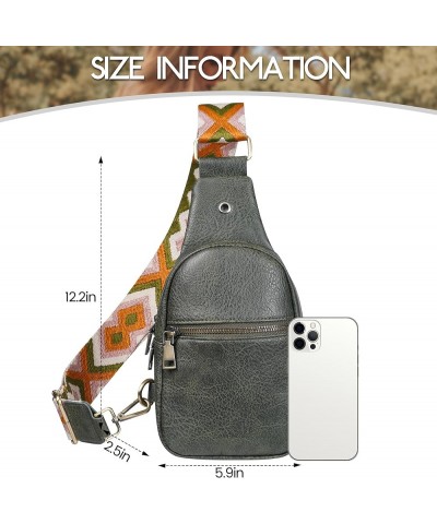 Sling Bag for Women PU Leather Sling Bag Small Crossbody Sling Backpack Fashion Chest Bag for Traveling Hiking 1-green $9.68 ...