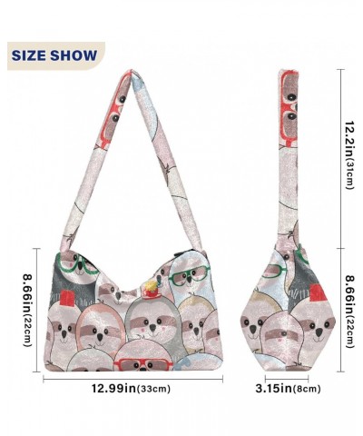 Funny Lovely Sloth Shoulder Tote Bags for Women Furry Crossbody bag Hobo Handbag Purses for Travel College Work $8.40 Totes