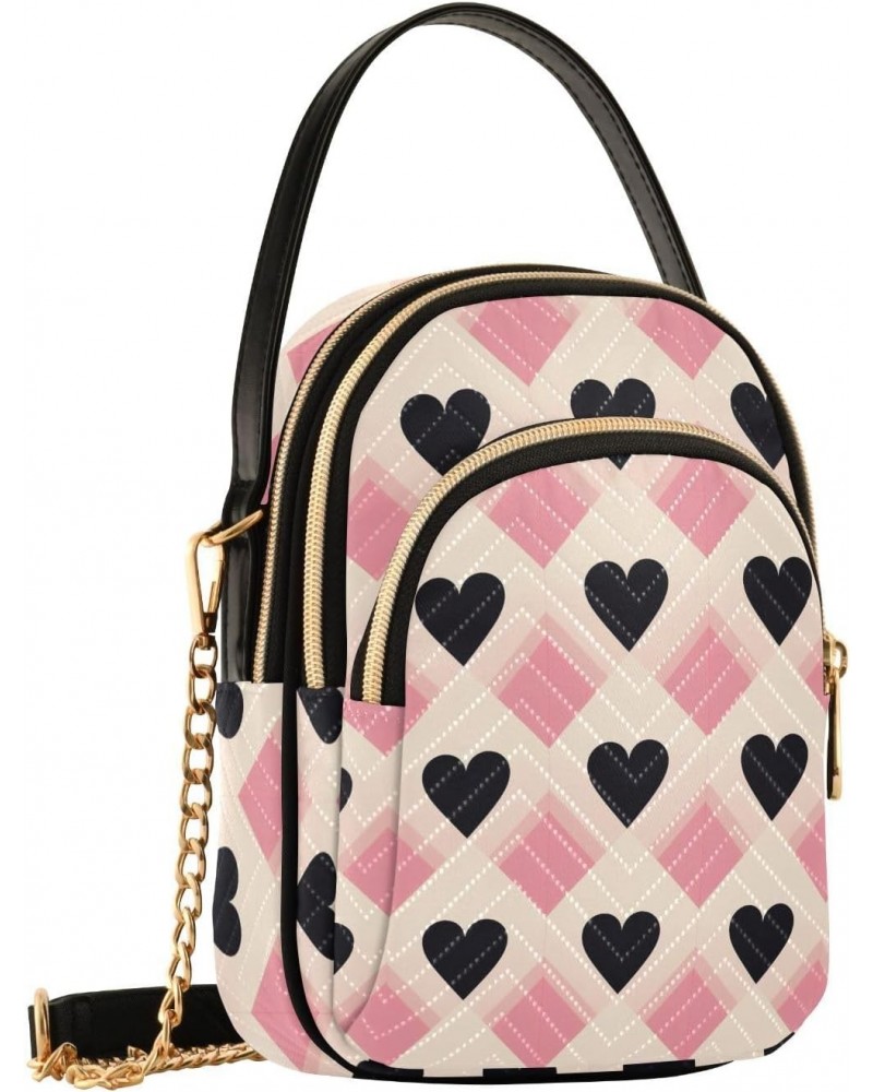 Valentine Buffalo Checkered Hearts Small Crossbody Bags for Women Cell Phone Shoulder Purse Handbags Wallet 21217186 $14.00 C...