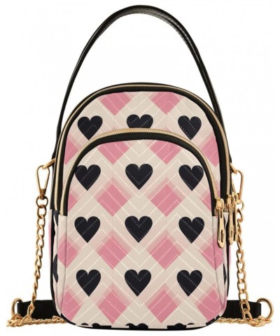 Valentine Buffalo Checkered Hearts Small Crossbody Bags for Women Cell Phone Shoulder Purse Handbags Wallet 21217186 $14.00 C...