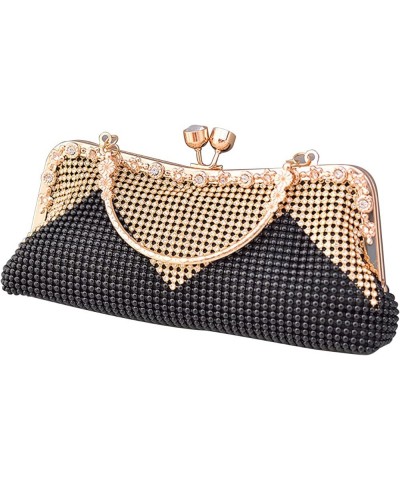 Women's Evening Clutch Bag Rhinestones Purse Ladies Crystal Handbag Black $17.19 Evening Bags