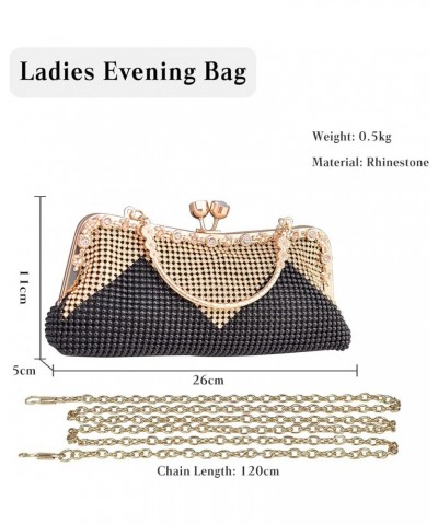 Women's Evening Clutch Bag Rhinestones Purse Ladies Crystal Handbag Black $17.19 Evening Bags