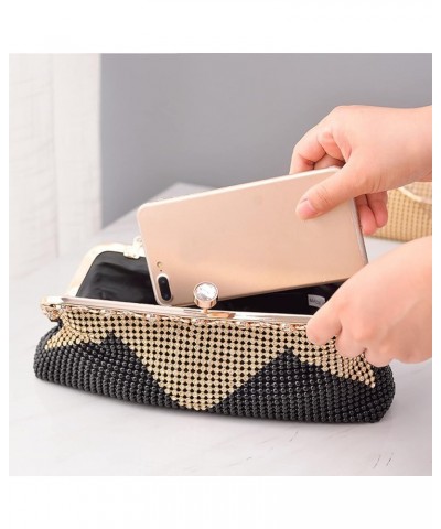 Women's Evening Clutch Bag Rhinestones Purse Ladies Crystal Handbag Black $17.19 Evening Bags