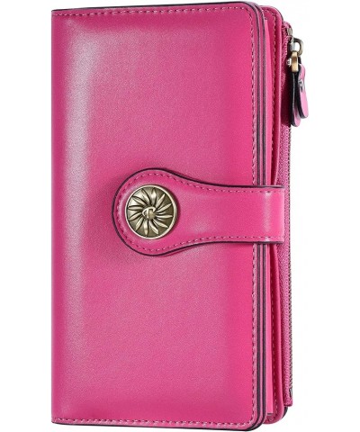 Womens RFID Blocking Large Capacity Luxury Waxed Genuine Leather Clutch Wallet Multi Card Organizer ReNapa Hot Pink $12.74 Wa...