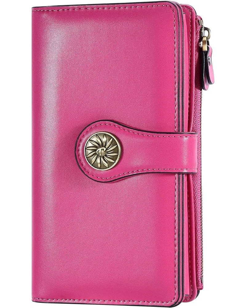 Womens RFID Blocking Large Capacity Luxury Waxed Genuine Leather Clutch Wallet Multi Card Organizer ReNapa Hot Pink $12.74 Wa...