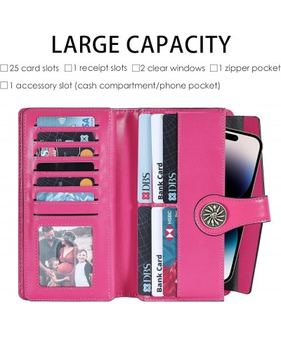 Womens RFID Blocking Large Capacity Luxury Waxed Genuine Leather Clutch Wallet Multi Card Organizer ReNapa Hot Pink $12.74 Wa...