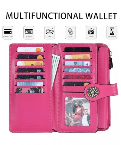 Womens RFID Blocking Large Capacity Luxury Waxed Genuine Leather Clutch Wallet Multi Card Organizer ReNapa Hot Pink $12.74 Wa...