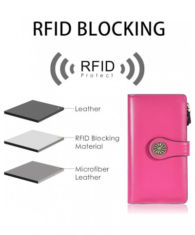 Womens RFID Blocking Large Capacity Luxury Waxed Genuine Leather Clutch Wallet Multi Card Organizer ReNapa Hot Pink $12.74 Wa...