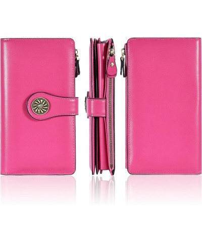 Womens RFID Blocking Large Capacity Luxury Waxed Genuine Leather Clutch Wallet Multi Card Organizer ReNapa Hot Pink $12.74 Wa...