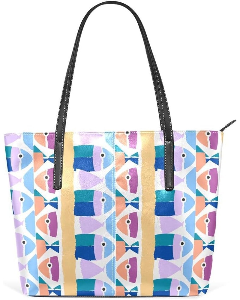 Handbags for Women Tote Bags with 11.08"(L) x 3.54"(W) x 11.02"(W) - Marine Jellyfish Black Cute Fish 2 $18.48 Totes