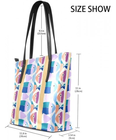 Handbags for Women Tote Bags with 11.08"(L) x 3.54"(W) x 11.02"(W) - Marine Jellyfish Black Cute Fish 2 $18.48 Totes