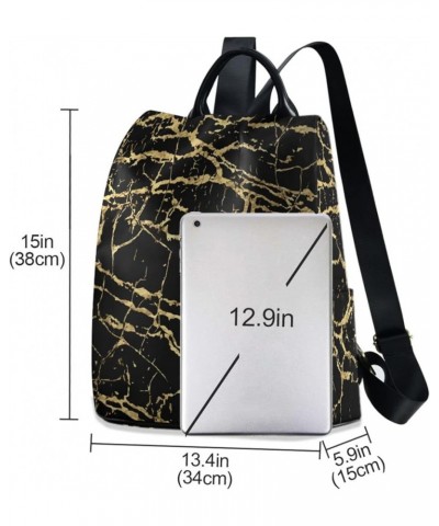 Boho Style Mandala Fashion Backpack Purse for Women Anti Theft Back Pack Shoulder Bag Black Golden Marble $18.80 Backpacks