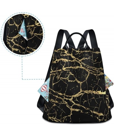 Boho Style Mandala Fashion Backpack Purse for Women Anti Theft Back Pack Shoulder Bag Black Golden Marble $18.80 Backpacks