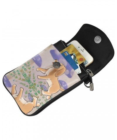 Cartoon Mushroom With Dog Exquisite Design Printed Leather Crossbody Phone Bag - Portable Fashion Practical Phone Protection ...