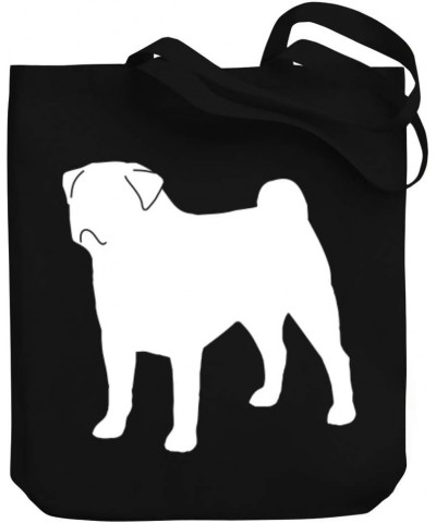 Pug SILHOUETTE Canvas Tote Bag 10.5" x 16" x 4 $22.79 Totes