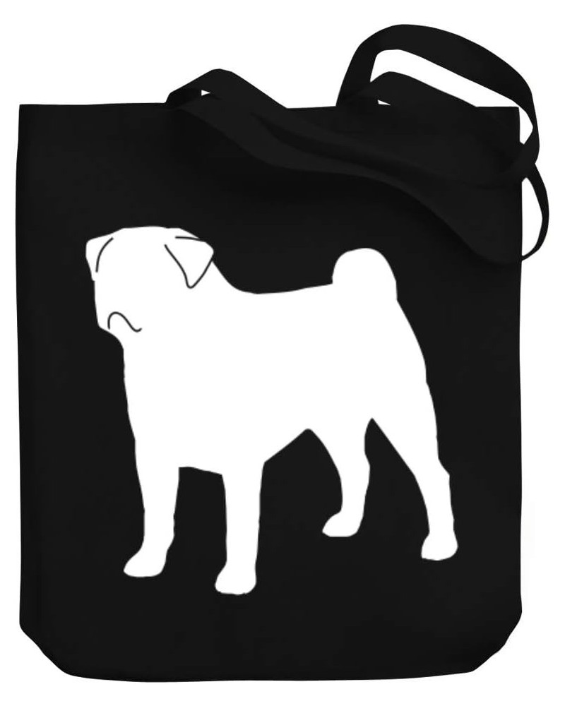 Pug SILHOUETTE Canvas Tote Bag 10.5" x 16" x 4 $22.79 Totes