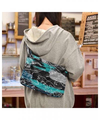 Dogs Women Purse Hobo Bags, Plush Tote Women Shoulder Handbag Dino Print Cute $10.70 Totes