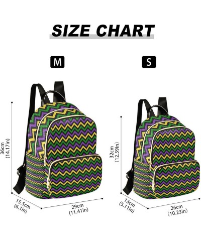 Mardi Gras Women Backpack Chevron Purple Green Yellow Anti-Theft Travel Backpack with Luggage Belt Durable Handbag Lady Purse...