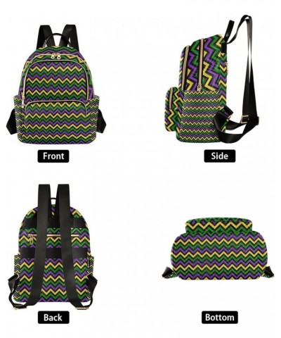 Mardi Gras Women Backpack Chevron Purple Green Yellow Anti-Theft Travel Backpack with Luggage Belt Durable Handbag Lady Purse...