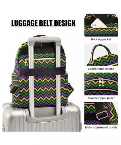 Mardi Gras Women Backpack Chevron Purple Green Yellow Anti-Theft Travel Backpack with Luggage Belt Durable Handbag Lady Purse...