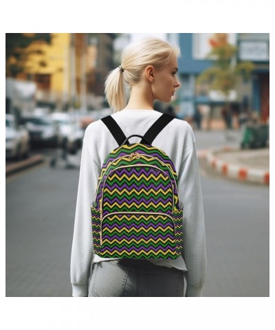 Mardi Gras Women Backpack Chevron Purple Green Yellow Anti-Theft Travel Backpack with Luggage Belt Durable Handbag Lady Purse...