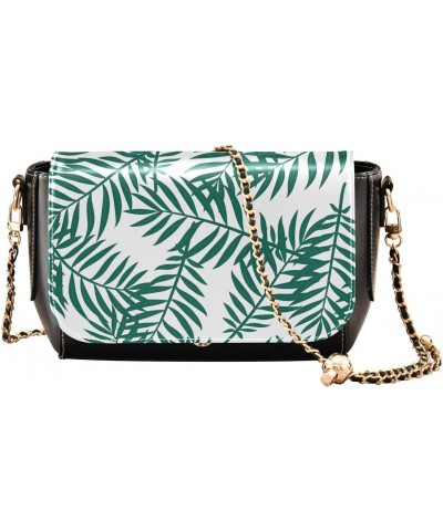 Chain Bag Tropical Green Palm Leaves Small Crossbody Bag PU Leather Shoulder Bag $21.59 Shoulder Bags