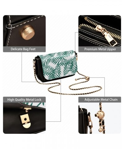 Chain Bag Tropical Green Palm Leaves Small Crossbody Bag PU Leather Shoulder Bag $21.59 Shoulder Bags