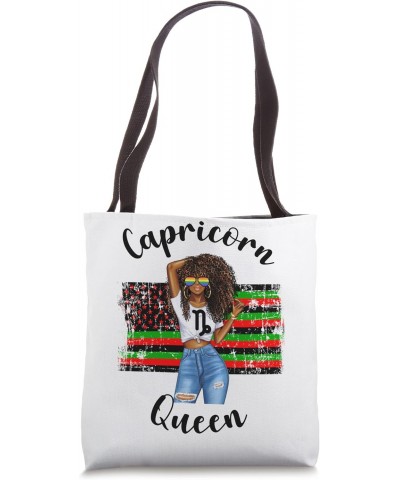 Juneteenth Capricorn Queen Black Womens BLM Flag Black Pride Tote Bag $15.55 Totes