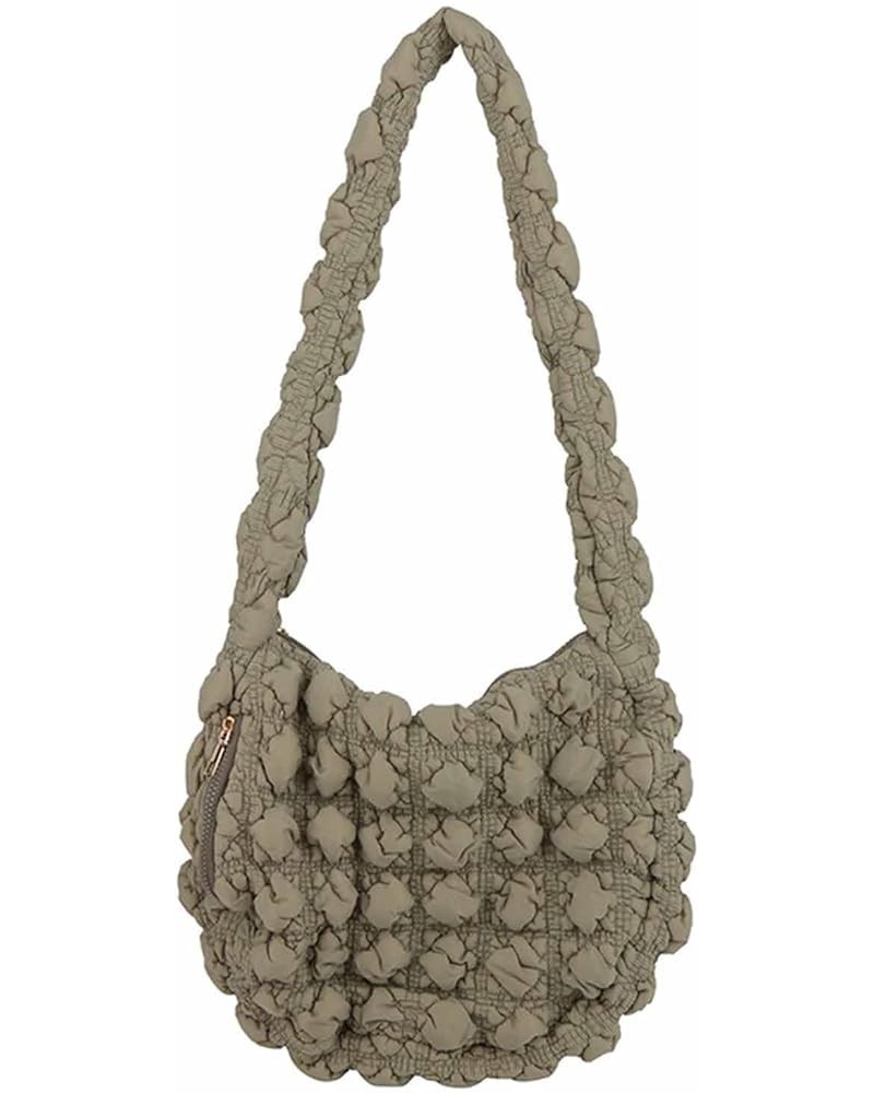 Quilted Tote Bag for Women, Soft Puffer Tote Bag Lightweight Designer Cloud Pleated Hobo Bags with zippers Green $18.55 Totes