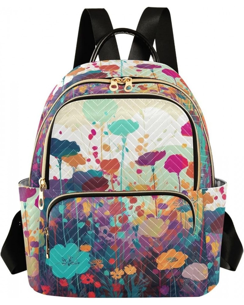 Women's Medium Fashion Backpack Meadow Floral Print Ladies Travel Daypack Aesthetic Shoulder Bag 10.2×5.1×12.5 IN $20.51 Back...