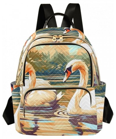 Medium Fashion Backpack for Women Elegant Swans Print Ladies Travel Daypack Aesthetic Shoulder Bag 10.2×5.1×12.5 IN $17.64 Ba...