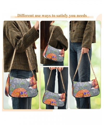 Foxes Animals Flowers Shoulder Bag for Women Hobo Bags Small Chain Shoulder Bags Clutch Handbag Tote Crossbody Bag Purse with...