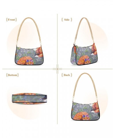 Foxes Animals Flowers Shoulder Bag for Women Hobo Bags Small Chain Shoulder Bags Clutch Handbag Tote Crossbody Bag Purse with...