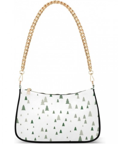 Zip Shoulder Bag for Women Christmas Trees Winter Chain Handbags Womens Tote Chain Bag $13.20 Shoulder Bags